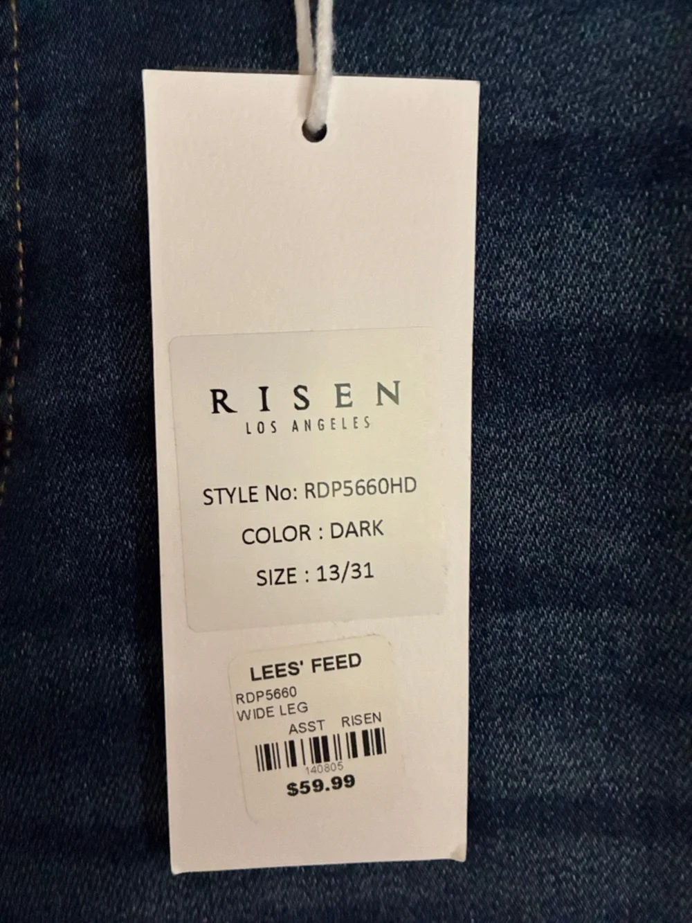 Wide Leg Women's Jeans - Dark Blue Flare - Picture 4 of 4